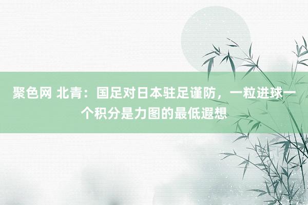聚色网 北青：国足对日本驻足谨防，一粒进球一个积分是力图的最低遐想