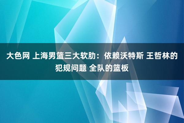 大色网 上海男篮三大软肋：依赖沃特斯 王哲林的犯规问题 全队的篮板