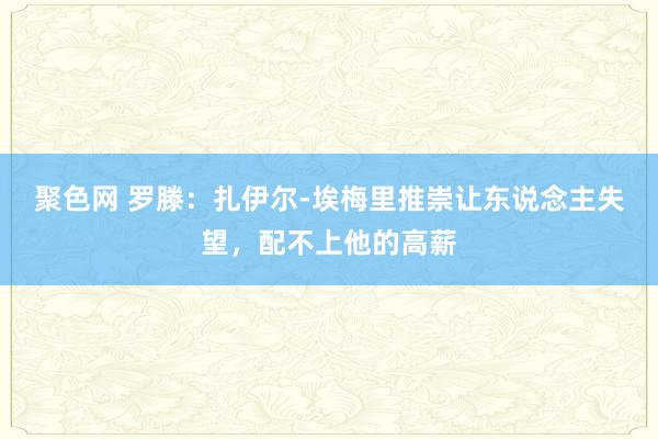 聚色网 罗滕：扎伊尔-埃梅里推崇让东说念主失望，配不上他的高薪