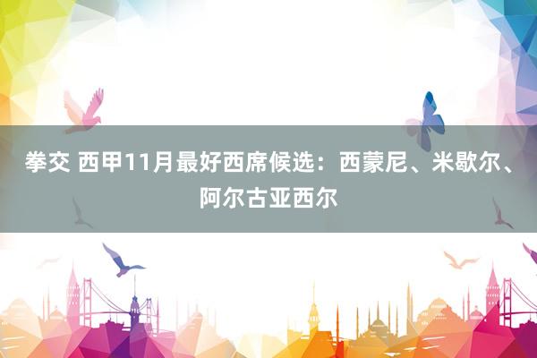 拳交 西甲11月最好西席候选：西蒙尼、米歇尔、阿尔古亚西尔