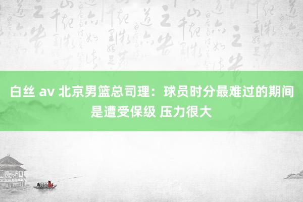 白丝 av 北京男篮总司理：球员时分最难过的期间是遭受保级 压力很大