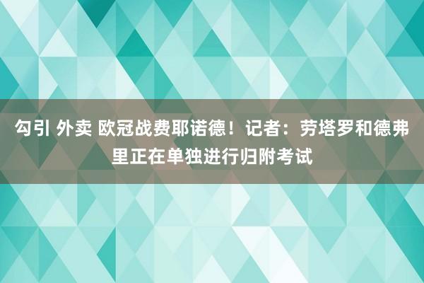 勾引 外卖 欧冠战费耶诺德！记者：劳塔罗和德弗里正在单独进行归附考试